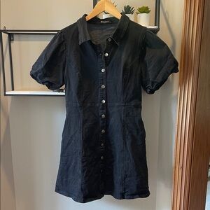Allegra K Black Button-Up Mini Dress